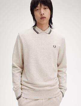 Sudadera Fred Perry Crew Neck Beige hombre