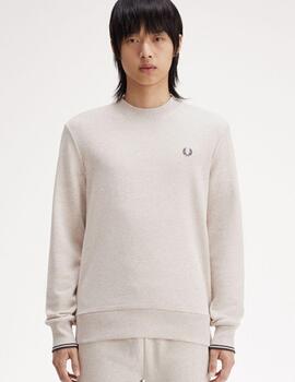 Sudadera Fred Perry Crew Neck Beige hombre