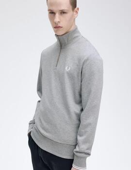 Sudadera Fred Perry Half Zip Gris Claro hombre