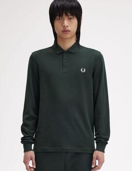 Polo Fred Perry Ls Plain Verde Botella hombre