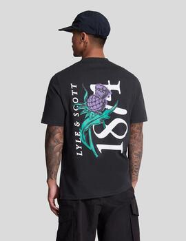 Camiseta Lyle&Scott Thistle Flora Print Negra hombre