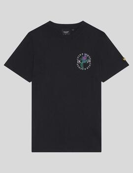 Camiseta Lyle&Scott Thistle Flora Print Negra hombre