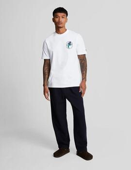 Camiseta Lyle&Scott Thistle Flora Print Blanca hombre