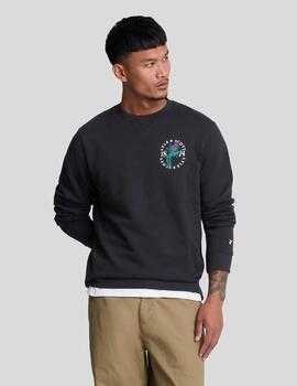 Sudadera Lyle&Scott Thistle Flora Printed Negra hombre