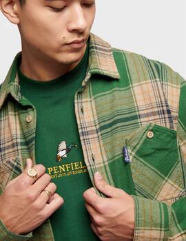 Camisa Penfield Brushed Tostado/Verde hombre