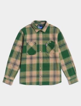 Camisa Penfield Brushed Tostado/Verde hombre